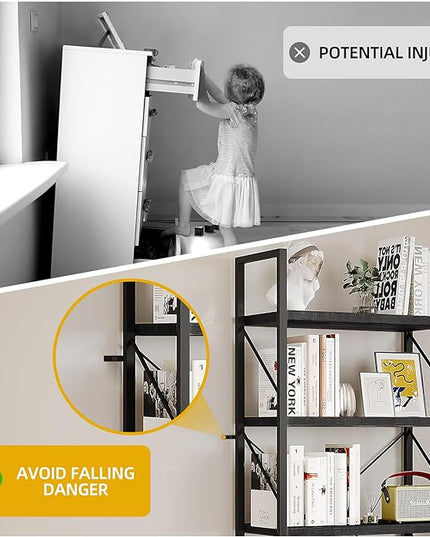 DWVO 5 Tier Bookshelf Black Bookcase, Storage Shelves Organizer Standing Shelf, Display Rack Book Shelves for Bedroom,Living Room,Office,Kitchen, Black - LeafyLoom