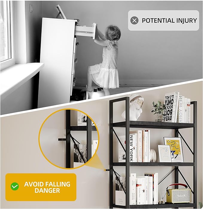 DWVO 5 Tier Bookshelf Black Bookcase, Storage Shelves Organizer Standing Shelf, Display Rack Book Shelves for Bedroom,Living Room,Office,Kitchen, Black - LeafyLoom