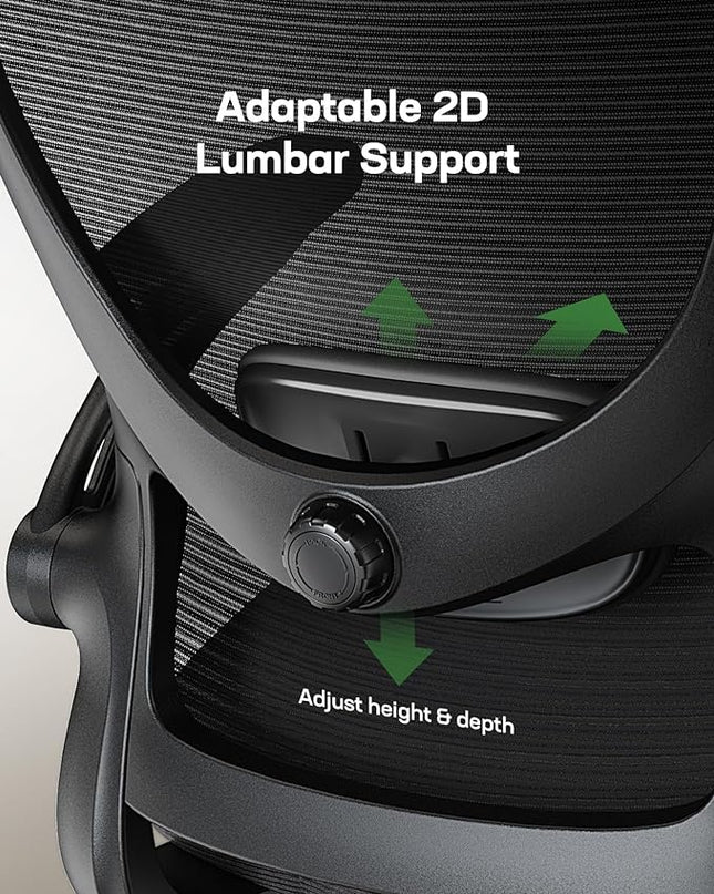 Marsail Office Chair Ergonomic Desk Chair with 3 Ways PU Armrests and Adjustable Lumbar Support Breathable Mesh Computer Chair Executive Rolling Swivel Comfy Task Chair for Home Office Gaming - LeafyLoom