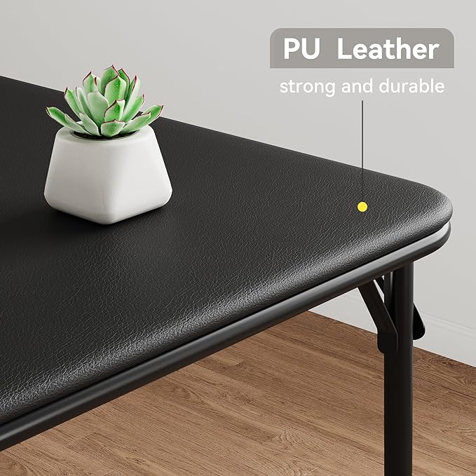 IDEALHOUSE Portable Folding Card Table and Chair Set of 5, Pu Upholstered Foldable Table, and All Metal Folding Chairs, Table and Chairs Suitable for Dining Room, Living Room, Office, Camping - LeafyLoom