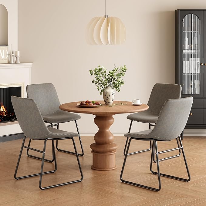 Dining Chairs Set of 4, Kitchen & Dining Room Chairs Dining Chairs Midcentury Modern Chair, Mid Century Faux Leather Dining Chair Comfortable,Dining Chair for Home - LeafyLoom