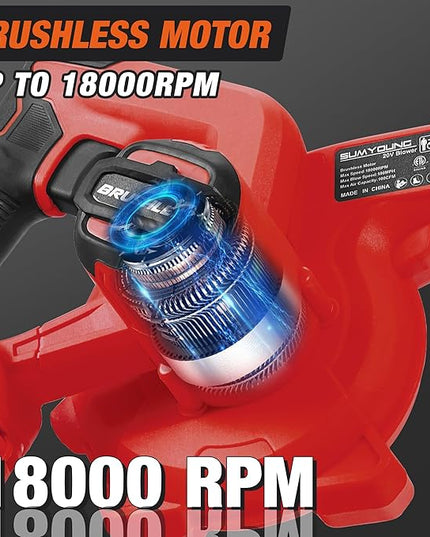Cordless Leaf Blower for Milwaukee M18 Battery,Electric Jobsite Air Blower with Brushless Motor,6 Variable Speed Up to 180MPH,2-in-1 Handle Electric Blower and Vacuum Cleaner(Battery Not Included) - LeafyLoom