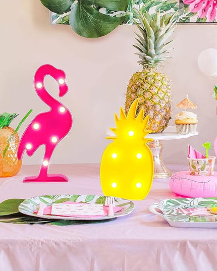 AceList Luau Party Decorations Flamingos Pineapple Lights Tropical Hawaiian Themed Party Supplies Birthday Decor for Wall Table Desk Centerpieces - LeafyLoom