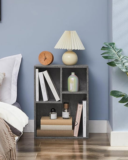 VECELO Small Bookshelf, 3 Cube Shelf, Fits Tallest Hardcovers, Horizontal Available, Short Bookcase for Small Spaces,Modern Gray - LeafyLoom