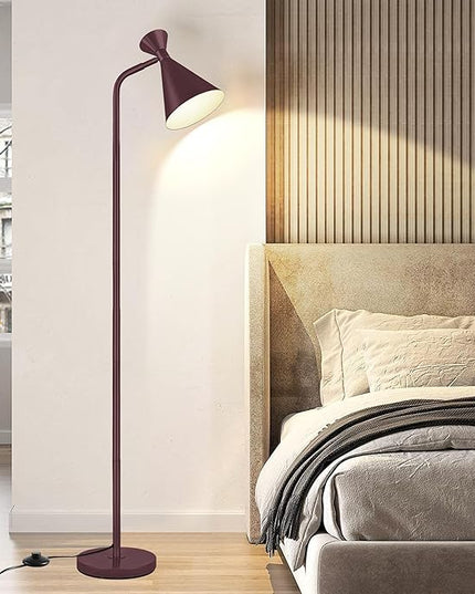 PARTPHONER Floor Lamp for Living Room, Modern Adjustable Metal Heads Standing Lamps, Simple Design Brown Floor Lamp with Foot Switch for Bedroom, Office, Kids Room, Reading, Working(Bulb Not Included) - LeafyLoom