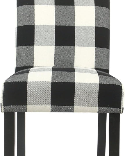 HomePop Classic Parsons Dining Chairs, Pack of 2, Black Plaid(Set of 2) - LeafyLoom