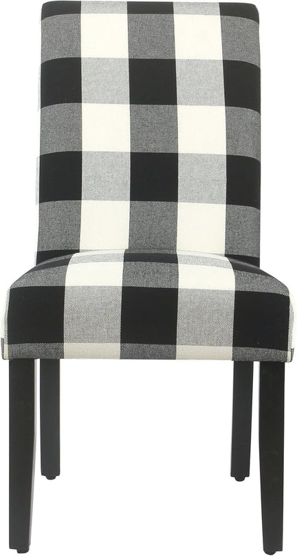 HomePop Classic Parsons Dining Chairs, Pack of 2, Black Plaid(Set of 2) - LeafyLoom