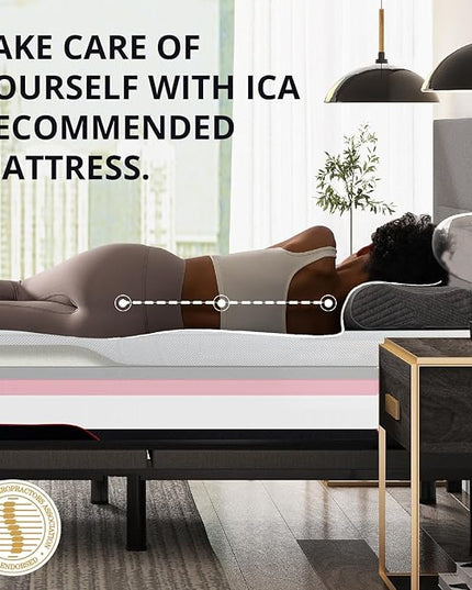 EGOHOME 12 Inch Cal King Mattress, Charcoal Gel Cooling Memory Foam Mattress for Back Pain Relief, Manchester United Mattress Bed in a Box, Made in USA, CertiPUR-US Certified, 72x84x12 White - LeafyLoom