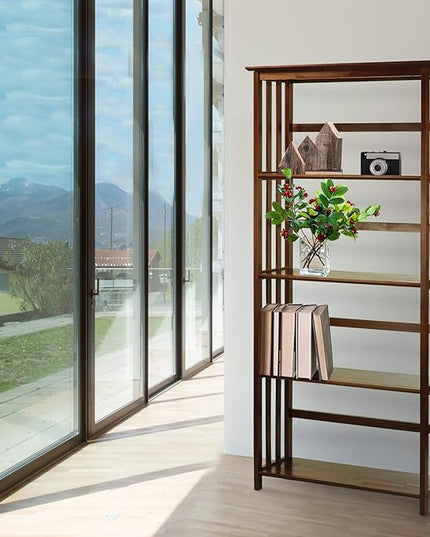 Casual Home Mission Style 5-Shelf Bookcase, Walnut - LeafyLoom