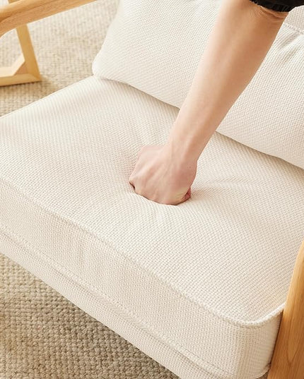 Bonnlo Coarse Beige Accent Chairs Set of 2, Upholstered Mid Century Modern Lounge Fabric Chairs Reading Chairs Side Sitting Chair Solid Wood Farmhouse Armchairs for Living Room, Bedroom, Guest Room - LeafyLoom