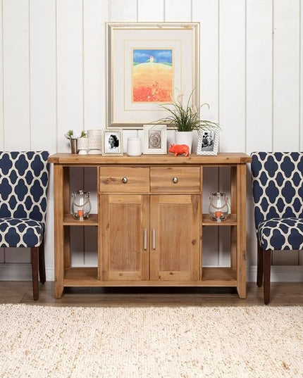 HomePop Parsons Classic Upholstered Accent Dining Chair, Set of 2, Navy and Cream Geometric - LeafyLoom