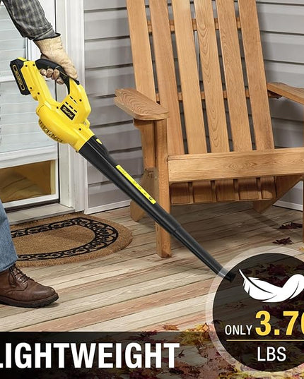 Leaf Blower, Lightweight Cordless Leaf Blower with 2 Battery & Charger for Patio, Electric 20V Battery Powered Leaf Blower for Leaf/Snow/Dust Blowing - LeafyLoom