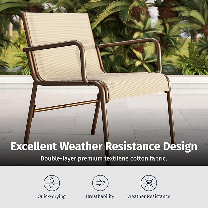 EAST OAK 4-Piece Patio Furniture Set, Waterproof Outdoor Furniture Set, Patio Sofa with Coffee Table for Balcony or Porch, 4 Seats Patio Conversation Sets for Backyard in Beige - LeafyLoom