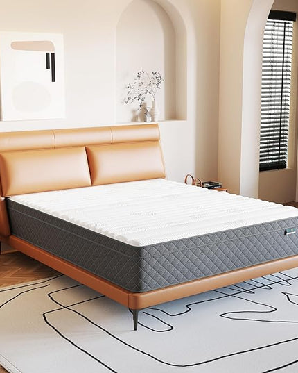 Firm Full Mattress, PurrJoys12 Inch Cooling-Gel Memory Foam and Pocket Spring Hybrid Mattress, Full Size Mattress in a Box, CertiPUR-US Certified, Firm, Full Bed Mattress - LeafyLoom