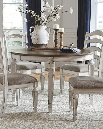 Signature Design by Ashley Realyn Dining Room Upholstered Chair 2 Count, Antique White - LeafyLoom