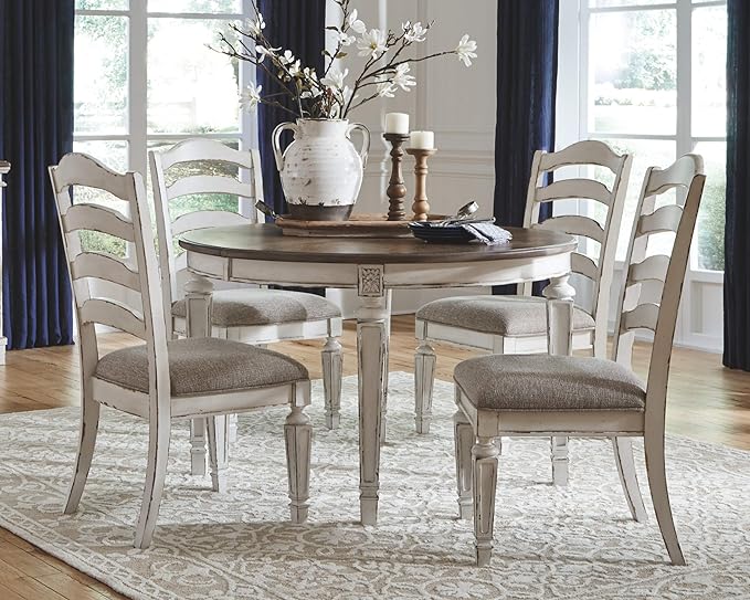 Signature Design by Ashley Realyn Dining Room Upholstered Chair 2 Count, Antique White - LeafyLoom