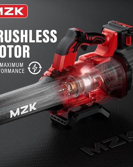 MZK 20V Brushless Leaf Blower, 600CFM Blower Cordless with 4.0Ah Battery and Fast Charger, Lightweight Blower for Lawn Care, Yard, Driveway - LeafyLoom