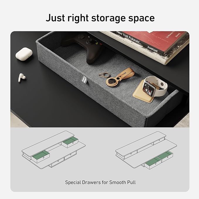 FEZIBO Sturdy Height Adjustable Electric Standing Desk with Drawers, 55 x 24 Inch Stand Up Table with Large Storage Shelf, Sit Stand Desk, Black Top - LeafyLoom
