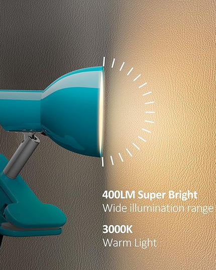 LED Clip lamp,5W Super Bright Desk Light, 330° Rotation Small Lamp with Clamp on Desk/Table/Bed Headboard/Cupboard Home Lighting, Modern and Save Space Illumination Powerful Lamp Blue - LeafyLoom