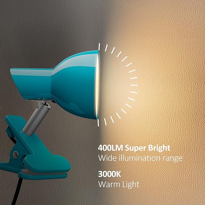 LED Clip lamp,5W Super Bright Desk Light, 330° Rotation Small Lamp with Clamp on Desk/Table/Bed Headboard/Cupboard Home Lighting, Modern and Save Space Illumination Powerful Lamp Blue - LeafyLoom