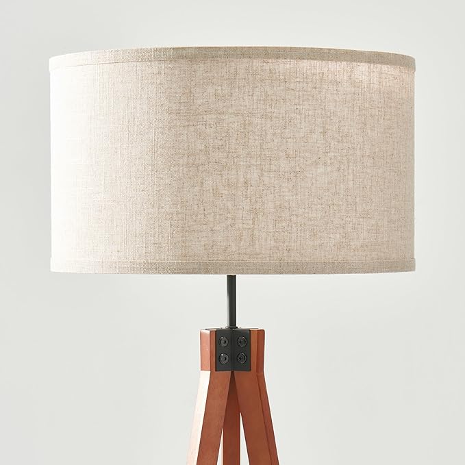 Brightech Eden Tripod Floor Lamp, Dimmable Standing Lamp with Solid Wood Legs for Bedroom Reading, Tall Tree Lamp for Offices, Modern LED Lamp for Living Rooms, Great Living Room Decor - Havana Brown - LeafyLoom