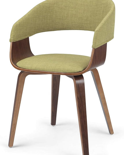 SIMPLIHOME Lowell 7 Pc Dining Set with 6 Upholstered Bentwood Dining Chairs in Acid Green Linen Look Fabric and 72 Inch Wide SOLID MANGO WOOD Table, For the Dining Room and Kitchen - LeafyLoom