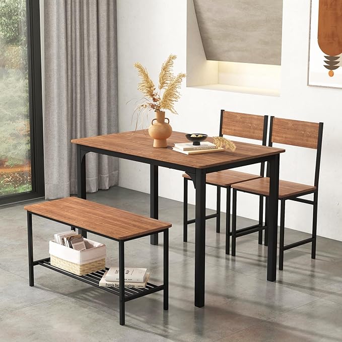 GLACER Dining Table Set, Small, Teak - LeafyLoom