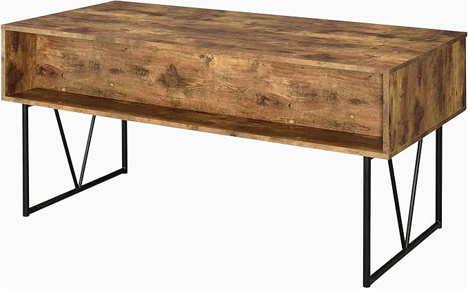 Coaster Home Furnishings Analiese Rustic 63-Inch 4-Drawer Home Office Computer Writing Desk Study Table with Storage Engineered Eco-Friendly Wood Look Laminate Sturdy Steel Base Rustic Nutmeg 800999 - LeafyLoom