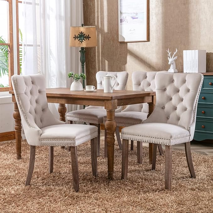 NicBex Haerin-SD-00109-LWJ Dining Chairs, 25.5"x19.7"x37.4", Light Beige - LeafyLoom