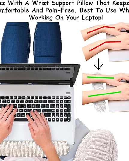 Homie Reading Pillow with Wrist Support, Has Arm Rests, and Back Support for Bed Rest, Lounging, Reading, Working on Laptop, Watching TV (White) - LeafyLoom
