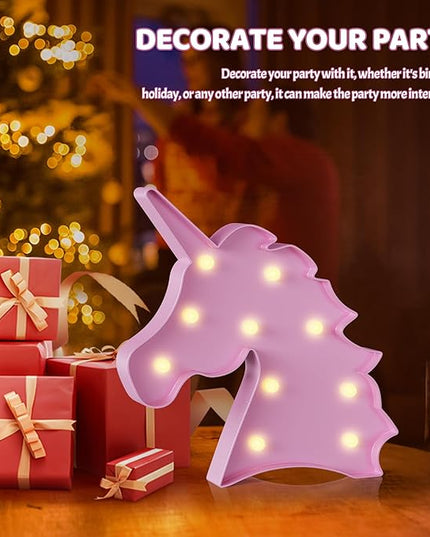 Pink Unicorn Decor, Battery Powered Unicorn Night Light for Kids, Unicorn Party Decorations, Unicorn Birthday Decorations for Girls, Pink Room Decor, Pink Decor, Pink Wall Decor - LeafyLoom