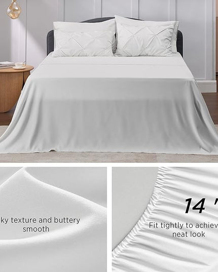 Bedsure Full Size Comforter Sets - Bedding Sets Full 7 Pieces, Bed in a Bag White Bed Sets with Comforter, Sheets, Pillowcases & Shams, Adult & Kids Bedding - LeafyLoom