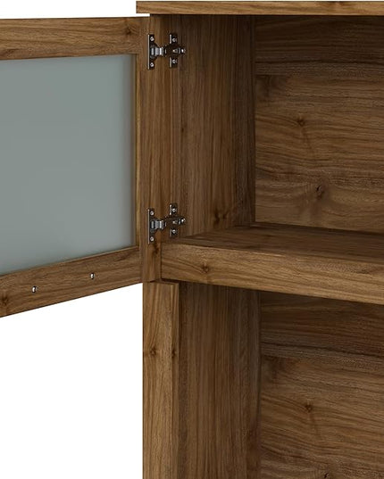 Bush Furniture Somerset Desk Hutch, Attachment with Shelves and Cabinets for Home Office, 72W, Fresh Walnut - LeafyLoom