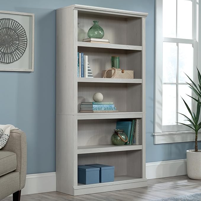Sauder Miscellaneous Storage 5-Shelf Display Bookcase, Glacier Oak Finish - LeafyLoom