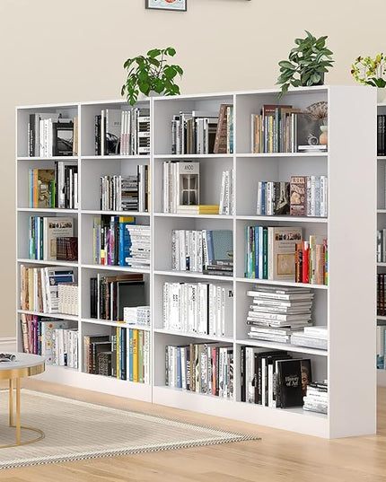 Bookshelves and Bookcases Floor Standing tall bookcase 5 Tier Display Storage Shelves Tall Bookcase Home Decor Furniture for Home Office(White 11.8" D x 31.5" W x 67.9" H) - LeafyLoom