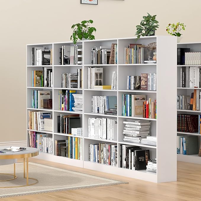 Bookshelves and Bookcases Floor Standing tall bookcase 5 Tier Display Storage Shelves Tall Bookcase Home Decor Furniture for Home Office(White 11.8" D x 31.5" W x 67.9" H) - LeafyLoom