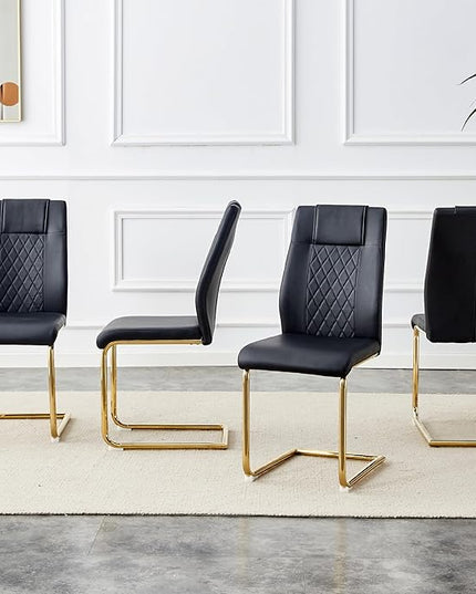 NicBex Haerin-SD-00306-LWJ Dining Chairs, 16"x19"x38", Black and Gold - LeafyLoom