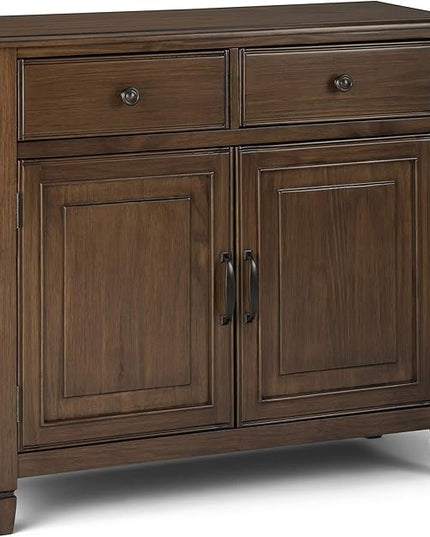 SIMPLIHOME Connaught SOLID WOOD 40 Inch Wide Traditional Storage Cabinet in Rustic Natural Aged Brown, For the Living Room, Entryway and Family Room - LeafyLoom