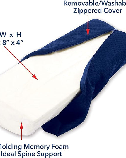 Carex Memory Foam Lumbar Pillow and Leg Pillow - Half Moon Pillow For Lower Back, Knee - Bolster Pillow For Legs - LeafyLoom