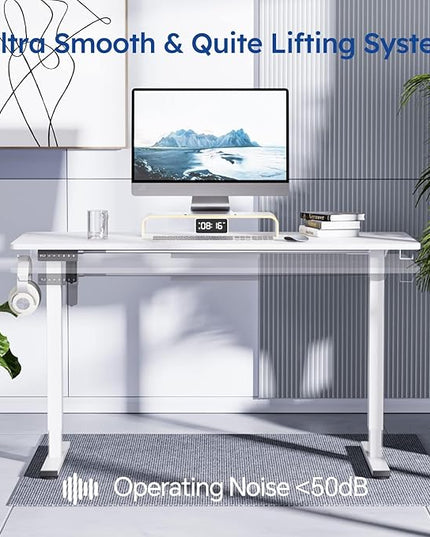 Standing Desk, Height Adjustable Desks with Powerful Motor and Cable Management,electric Sit Stand Desk with Hight Preset Design for Home Office Use 55x24 in White - LeafyLoom