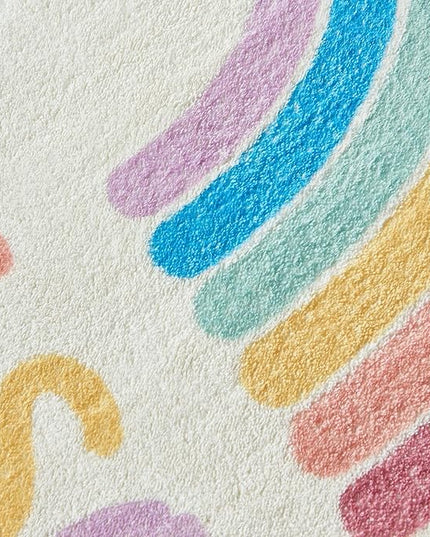 Topotdor Rainbow Round Rug for Girls Bedroom,Colorful Boho Decor Nursery Area Rug,Ultra Soft Machine Washable Kids Play Mat,47" Round - LeafyLoom