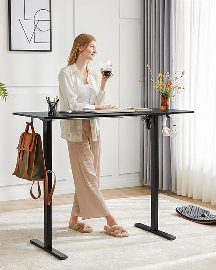 SMUG Standing Desk, Adjustable Height Electric Sit Stand Up Down Computer Table, 40x24 Inch Ergonomic Rising Desks for Work Office Home, Modern Lift Motorized Desktop Workstation, Black - LeafyLoom