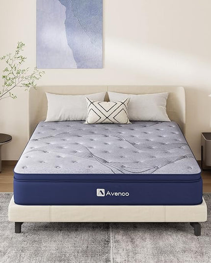 Avenco Queen Mattress, 10 Inch Mattress Queen Hybrid, Medium Firm Queen Mattress in a Box for Pressure Relief and Sound Sleep, Wrapped Coils and CertiPUR-US Foam, Soft Breathable Fabric - LeafyLoom