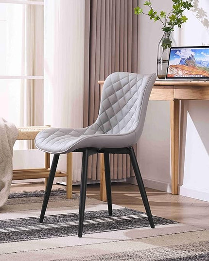 Kidol & Shellder Gray Dining Chairs Modern Upholstered Dining Room Chairs Leather Armless Chairs Set of 2 for Living Room Kitchen Bedroom, 3 Mins Quick Assembly - LeafyLoom