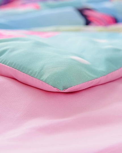 Btargot 3 Piece Butterfly Pattern Girls Comforter Set with 2 Pillow Covers, Gradient Line Rainbow Printed Bedding Set for Women, Queen Multi Color - LeafyLoom