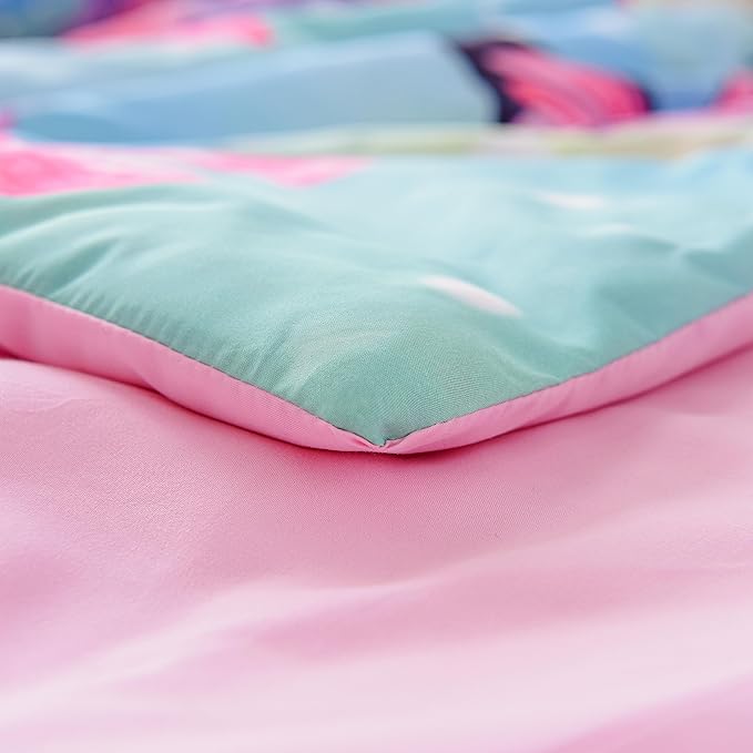 Btargot 3 Piece Butterfly Pattern Girls Comforter Set with 2 Pillow Covers, Gradient Line Rainbow Printed Bedding Set for Women, Queen Multi Color - LeafyLoom