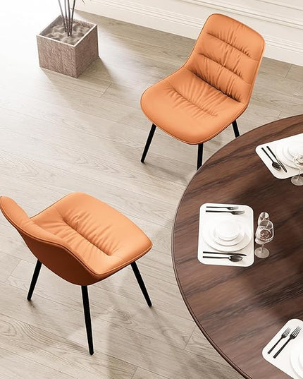 Kidol & Shellder Modern Dining Chairs Set of 2 Kitchen & Dining Room Chairs Upholstered Accent Chair Living Room Chairs Kitchen Chairs Comfy Chair for Bedrooms Waiting Room Home(Matte Orange) - LeafyLoom