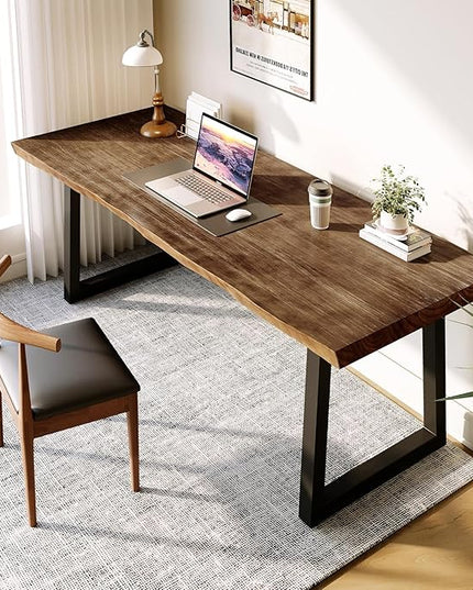 Desk / 55 inches,Solid Wood Desk Classical Style Home Office Desks/New Chinese Style Computer Table/Wooden Desk/Brown Desk - LeafyLoom