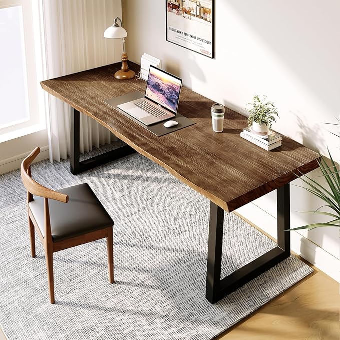 Desk / 55 inches,Solid Wood Desk Classical Style Home Office Desks/New Chinese Style Computer Table/Wooden Desk/Brown Desk - LeafyLoom