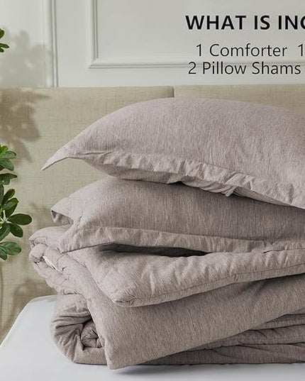 CozyLux King Size Comforter Set - 3 Pieces Linen Soft Luxury Cationic Dyeing Bedding Comforter for All Season, Breathable Lightweight Fluffy Boho Bed Sets with 1 Comforter and 2 Pillow Shams - LeafyLoom